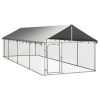 Outdoor Dog Kennel with Roof 236.2"x78.7"x59.1" - Silver