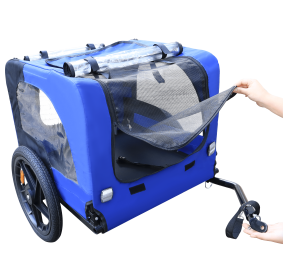 Blue High Quality 16 inch air wheel Pet Bike Trailer for Dogs Foldable Bicycle Pet Trailer - as Pic