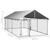 Outdoor Dog Kennel with Roof 157.5"x78.7"x59.1" - Silver