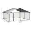 Outdoor Dog Kennel with Roof 118.1"x118.1"x59.1" - Silver