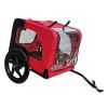 Bicycle trailer for pets outdoor foldable red color dog trailer with reflectors and safty flag - as Pic