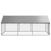Outdoor Dog Kennel with Roof 157.5"x78.7"x59.1" - Silver
