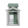 Large Wooden Rabbit Hutch Indoor and Outdoor Bunny Cage with a Removable Tray and a Waterproof Roof, Grey Green+White - as Pic