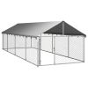 Outdoor Dog Kennel with Roof 236.2"x78.7"x59.1" - Silver