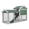 Large Wooden Rabbit Hutch Indoor and Outdoor Bunny Cage with a Removable Tray and a Waterproof Roof, Grey Green+White - as Pic