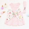 Pet clothes Dog chest back traction rope Teddy cat clothes Pet clothes Plaid plaid chest back skirt - PINK - XL