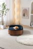 Scandinavian style Elevated Dog Bed Pet Sofa With Solid Wood legs and Walnut Bent Wood Back, Cashmere Cushion,Large Size - as Pic