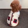 Small and medium dog plush coat; warm and soft dog coat; with scarf; chrismas pet clothing - White [with scarf] - XL